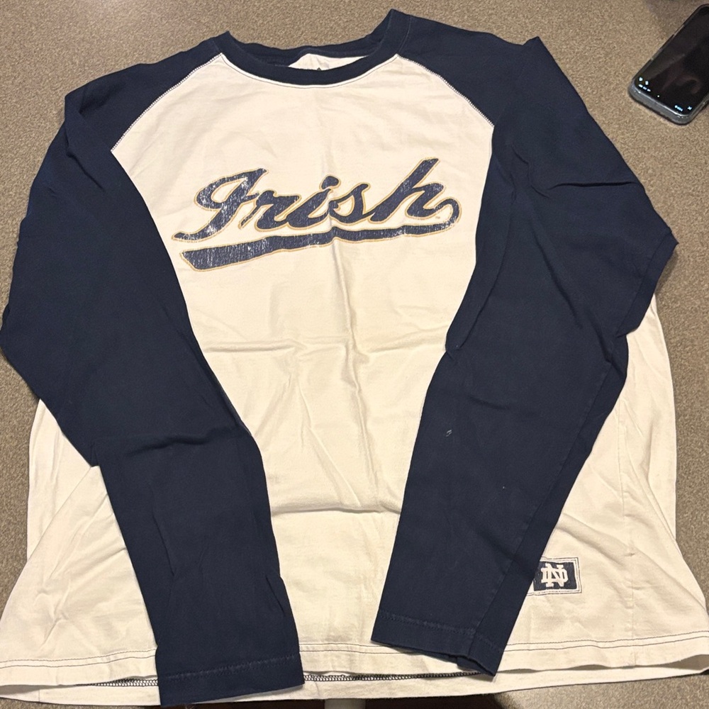 Adidas Navy and White Irish Long Sleeve Tee